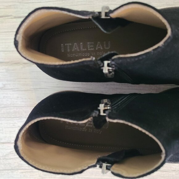 Italeau Waterproof Foliana Nero Suede Round Toe Ankle Zip Booties US Size 8.5/39 - Picture 3 of 6